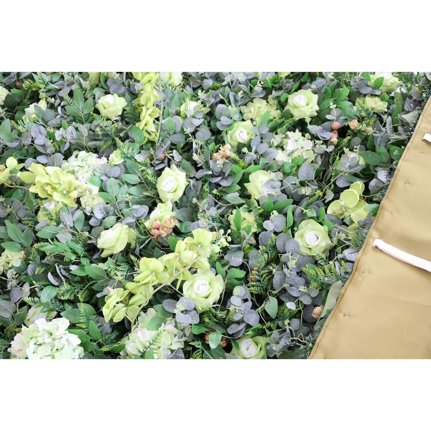 ValarFlowers artificial flower wall backdrop with pink white ivory roses peonies hydrangeas and lush greenery, perfect luxury wedding party photo booth decor