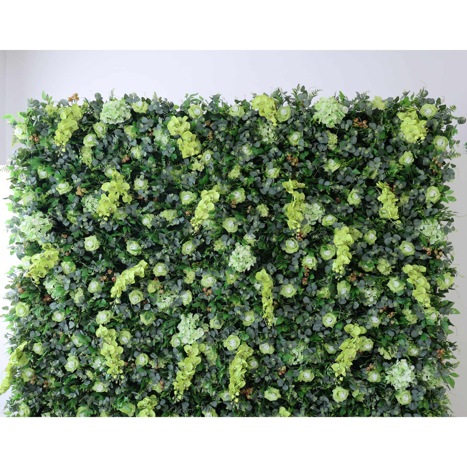 ValarFlowers artificial flower wall backdrop with lush roses, peonies and hydrangeas in soft pinks and whites, perfect wedding ceremony decor