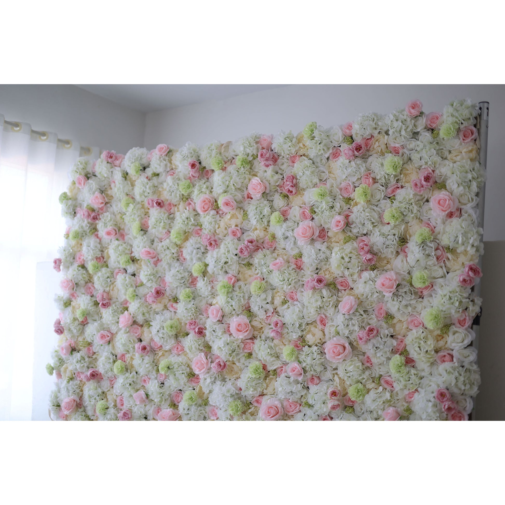 ValarFlowers artificial flower wall backdrop with lush roses peonies hydrangeas greenery for wedding ceremony photo booth decor