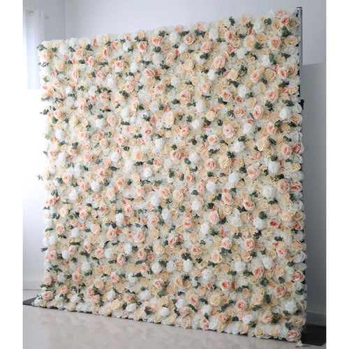 ValarFlowers white rose fog artificial flower wall backdrop with peonies hydrangeas for wedding ceremony photo booth event decor