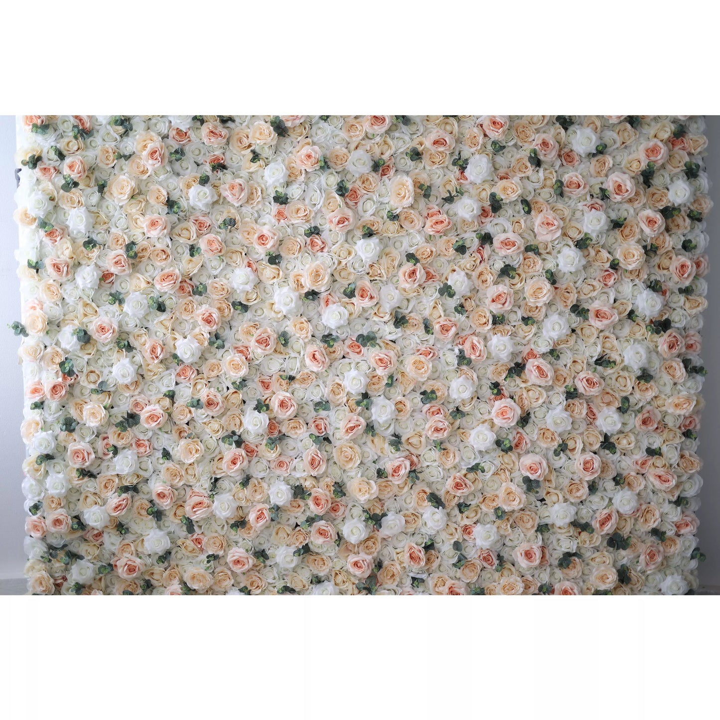 ValarFlowers white rose fog artificial flower wall backdrop, luxury faux floral panel for wedding party event photography decoration