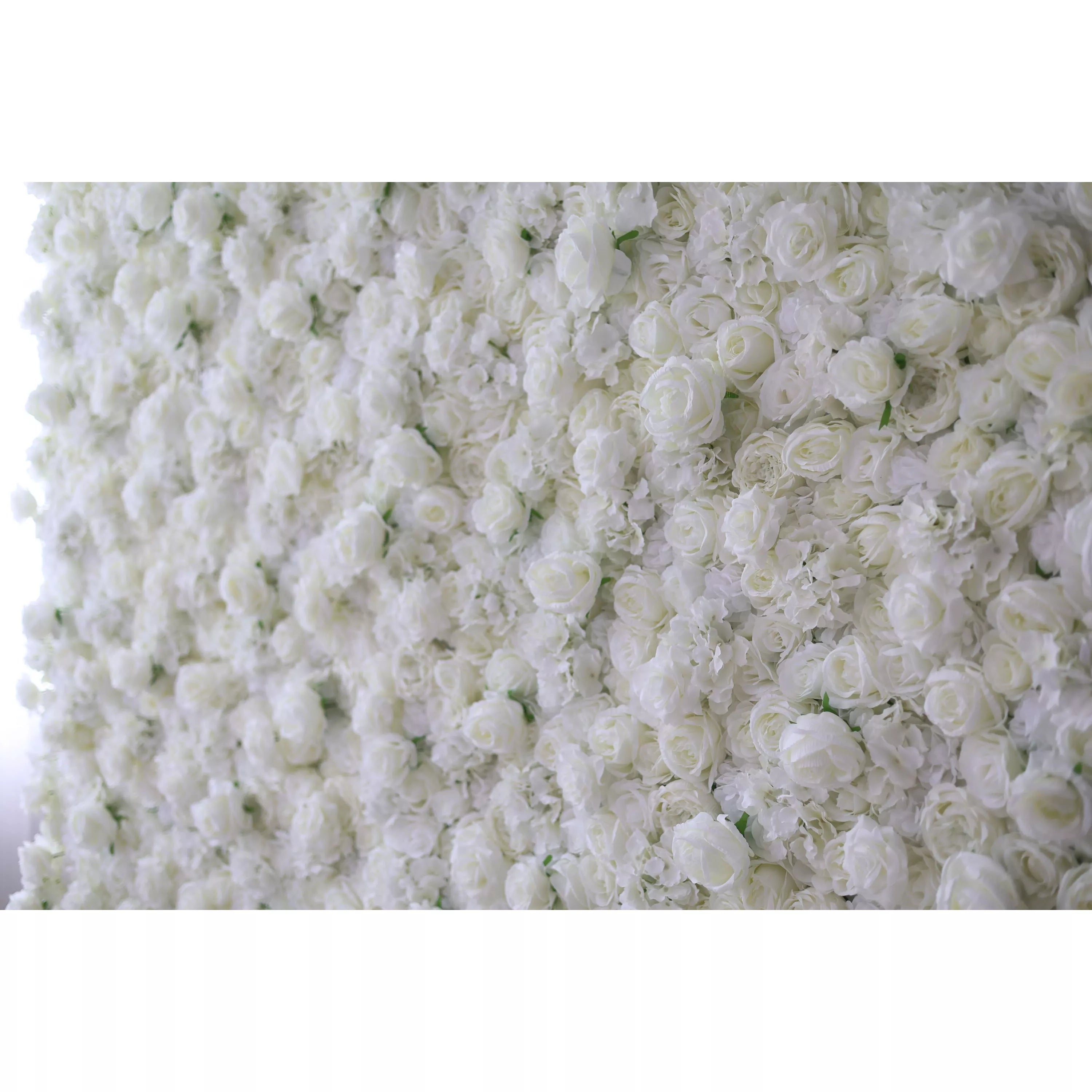 Valar Flowers Roll Up Fabric Artificial White Flower Wall Wedding Backdrop, Floral Party Decor, Event Photography-VF-051-U