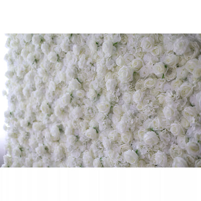 Valar Flowers Roll Up Fabric Artificial White Flower Wall Wedding Backdrop, Floral Party Decor, Event Photography-VF-051-U