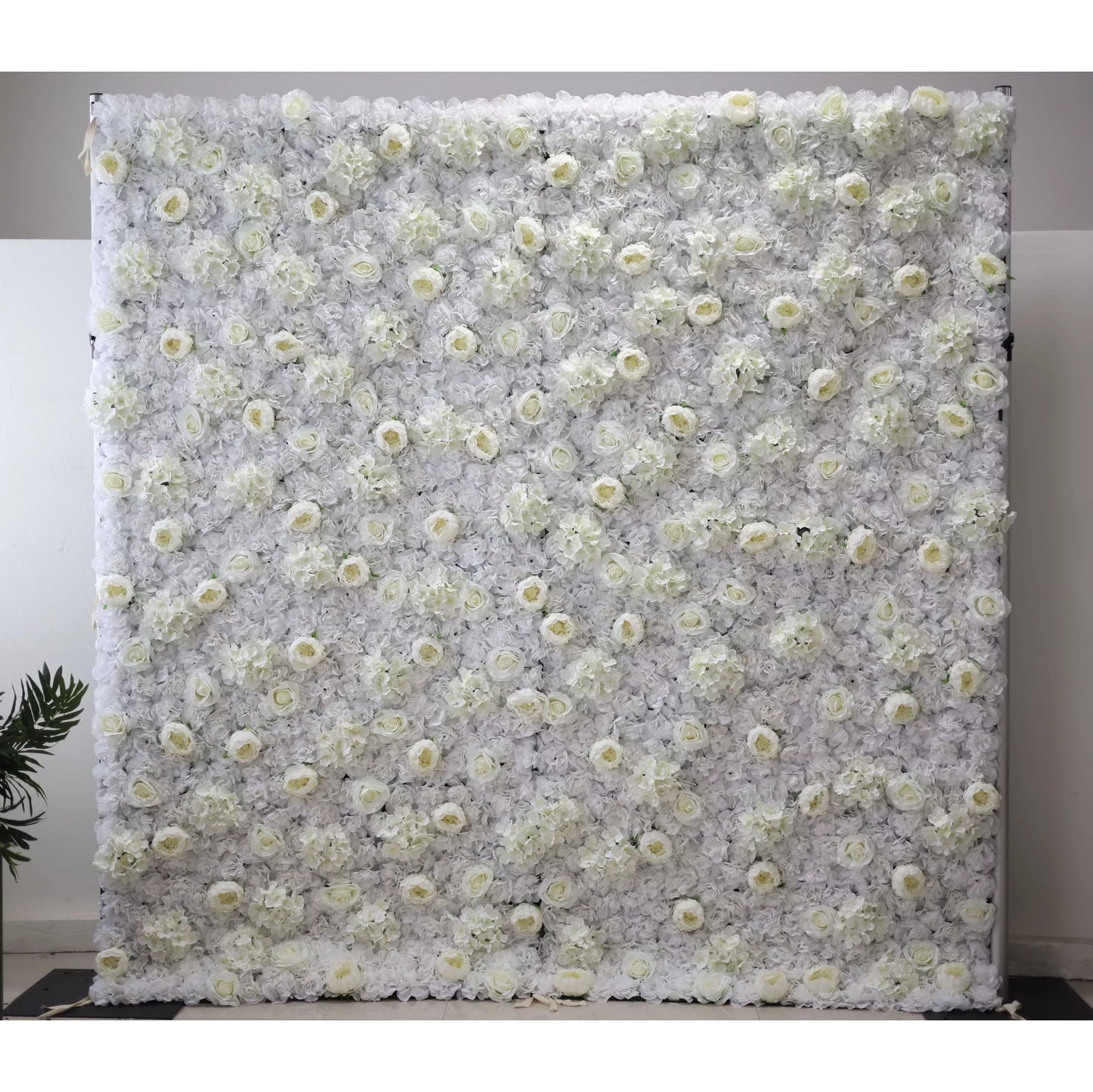 ValarFlowers white artificial flower wall backdrop with roses peonies hydrangeas for wedding party photo booth event decor