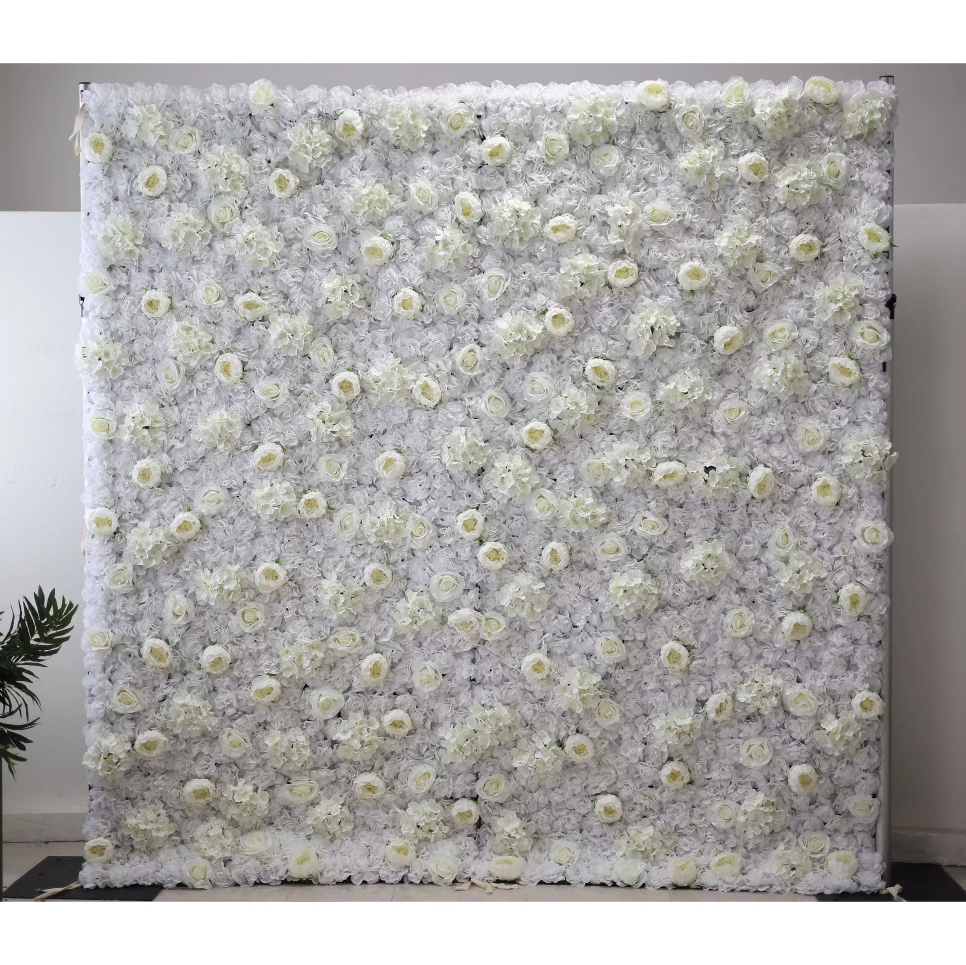 ValarFlowers white artificial flower wall backdrop with roses peonies hydrangeas for wedding party photo booth event decor