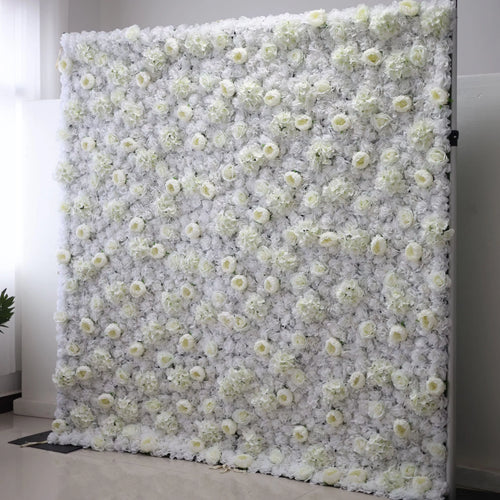 ValarFlowers luxury white rose peony hydrangea faux silk flower wall backdrop for wedding, event decor, photo booth