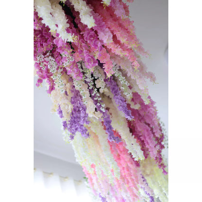 ValarFlowers Artificial Floral Wall Backdrop: Cascading Wisteria Wonderland - A Symphony of Pastels-VF-278