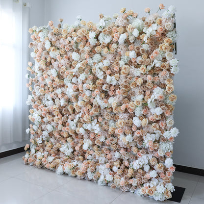 This image showcases a large, dense floral wall indoors. It&