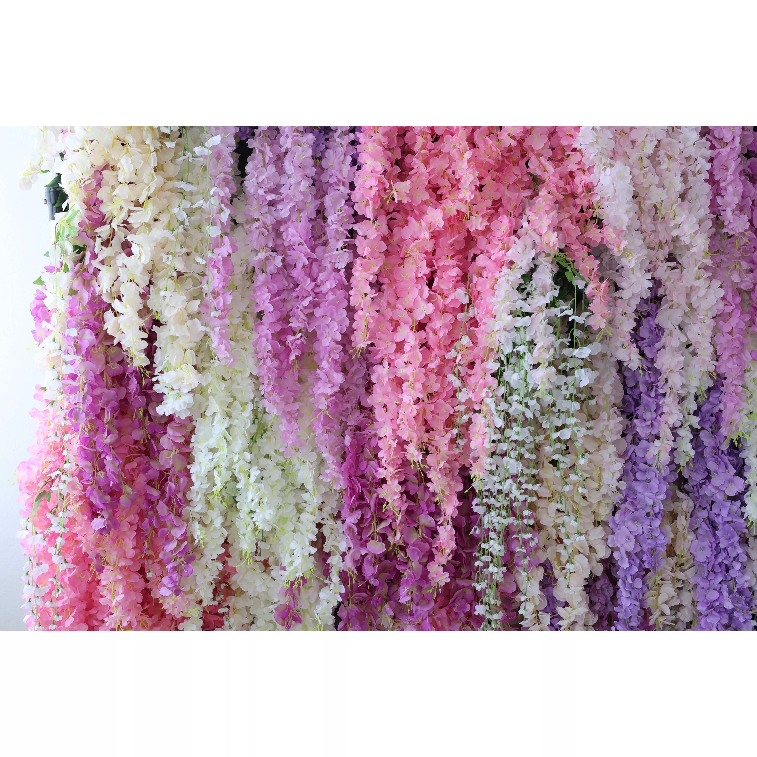ValarFlowers Artificial Floral Wall Backdrop: Cascading Wisteria Wonderland - A Symphony of Pastels-VF-278