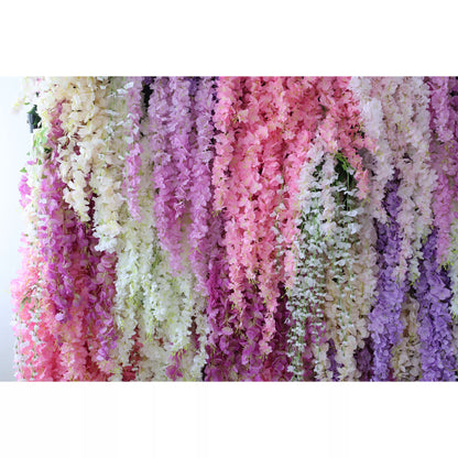 ValarFlowers Artificial Floral Wall Backdrop: Cascading Wisteria Wonderland - A Symphony of Pastels-VF-278