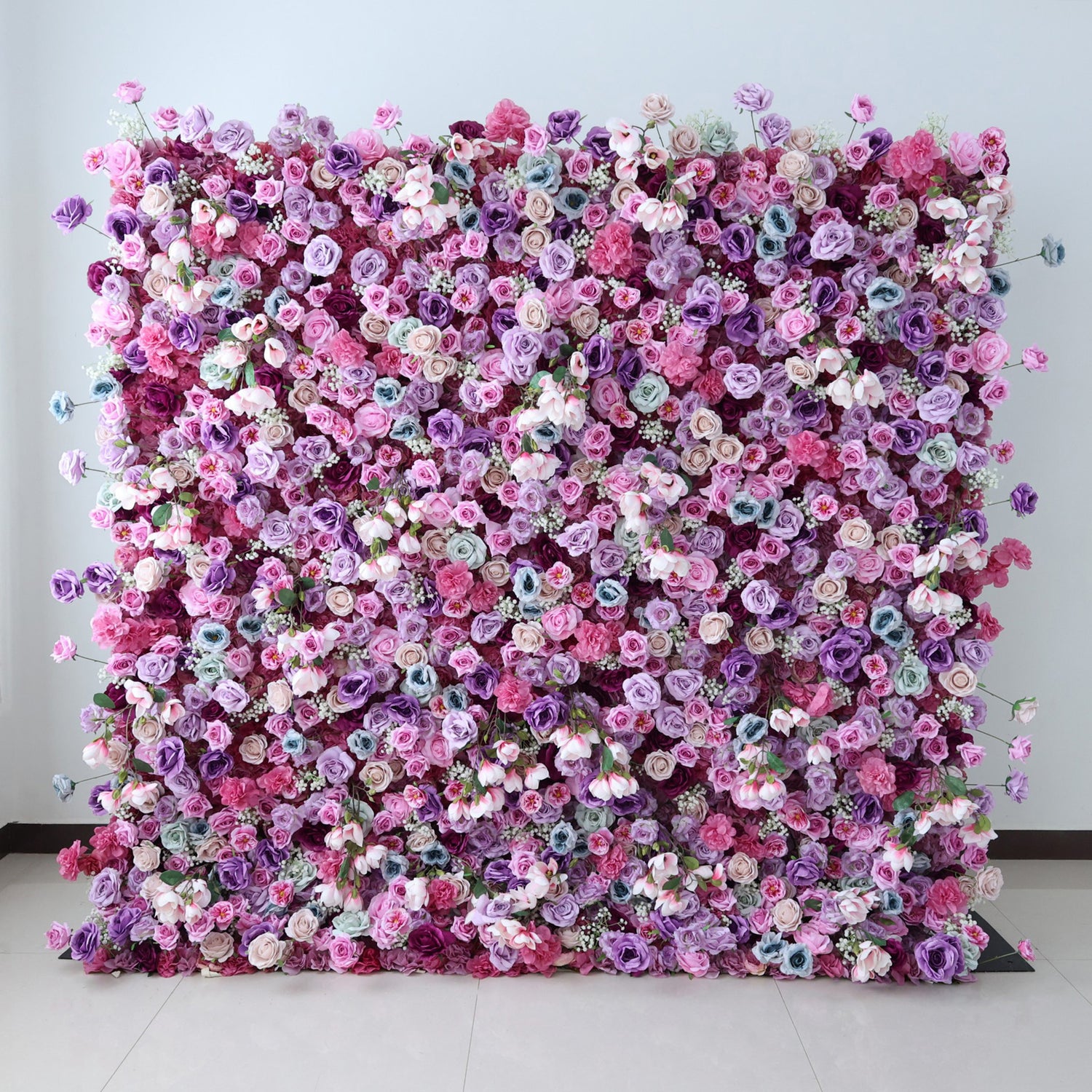ValarFlowers Enchanted Pastel Pink &amp; Purple Floral Symphony Flower Wall: A Romantic Masterpiece for Dreamy Celebrations-VF-504