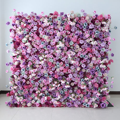 ValarFlowers Enchanted Pastel Pink & Purple Floral Symphony Flower Wall: A Romantic Masterpiece for Dreamy Celebrations-VF-504