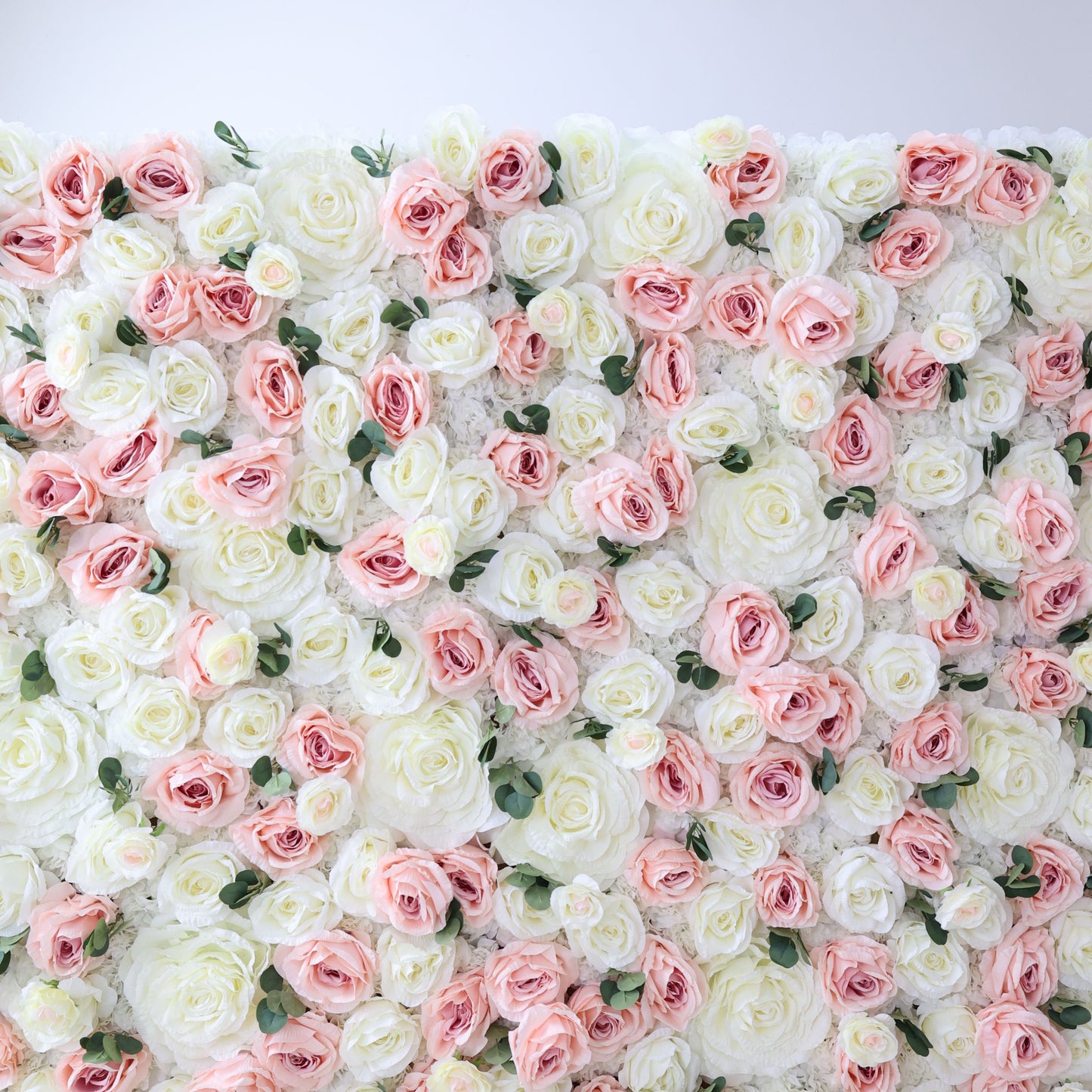 ValarFlowers premium artificial flower wall panel with lush roses peonies hydrangeas and eucalyptus greenery for wedding photo booth party backdrop