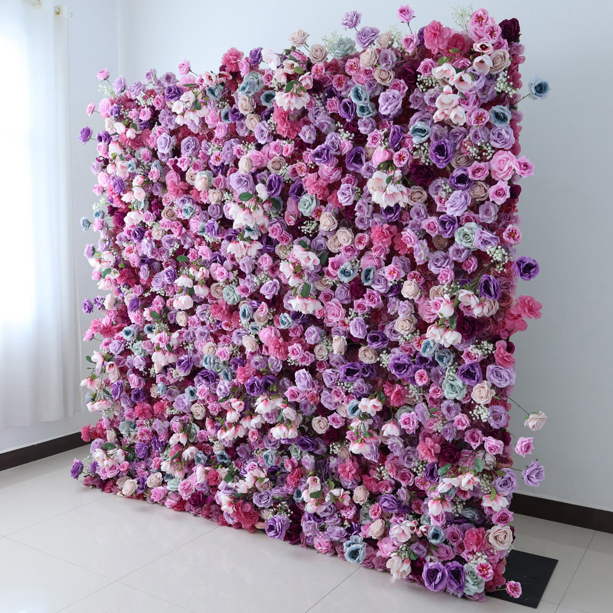 ValarFlowers Enchanted Pastel Pink &amp; Purple Floral Symphony Flower Wall: A Romantic Masterpiece for Dreamy Celebrations-VF-504
