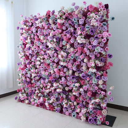 ValarFlowers Enchanted Pastel Pink &amp; Purple Floral Symphony Flower Wall: A Romantic Masterpiece for Dreamy Celebrations-VF-504