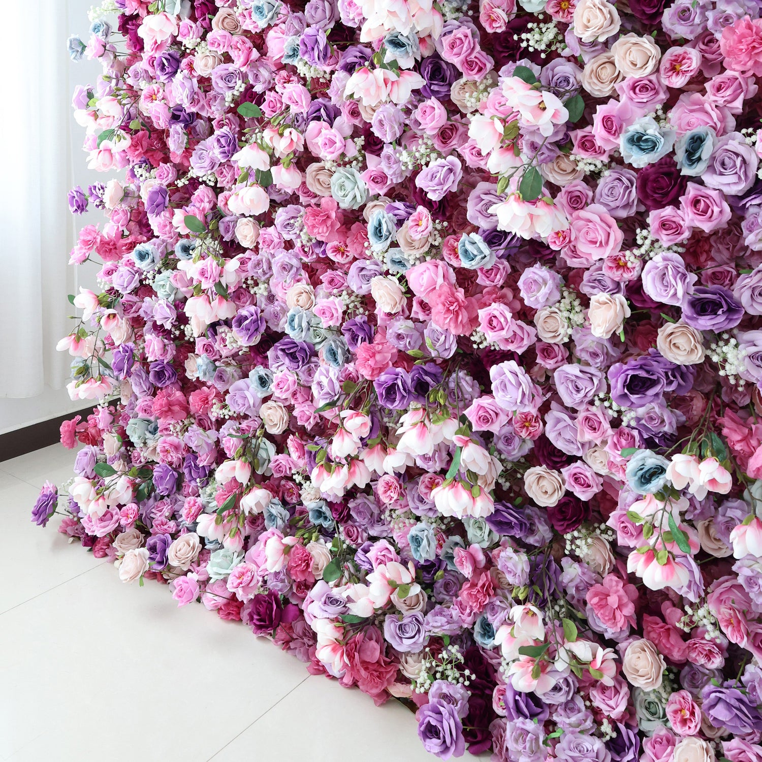 ValarFlowers Enchanted Pastel Pink &amp; Purple Floral Symphony Flower Wall: A Romantic Masterpiece for Dreamy Celebrations-VF-504