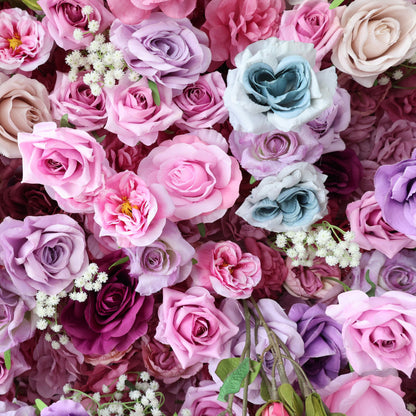 ValarFlowers Enchanted Pastel Pink &amp; Purple Floral Symphony Flower Wall: A Romantic Masterpiece for Dreamy Celebrations-VF-504