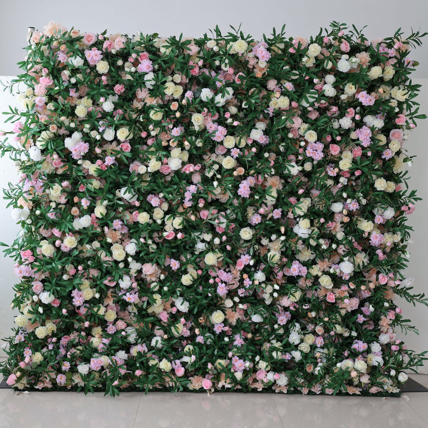 ValarFlowers luxury artificial flower wall backdrop with lush pink roses peonies hydrangeas and greenery, perfect wedding party photo booth decor