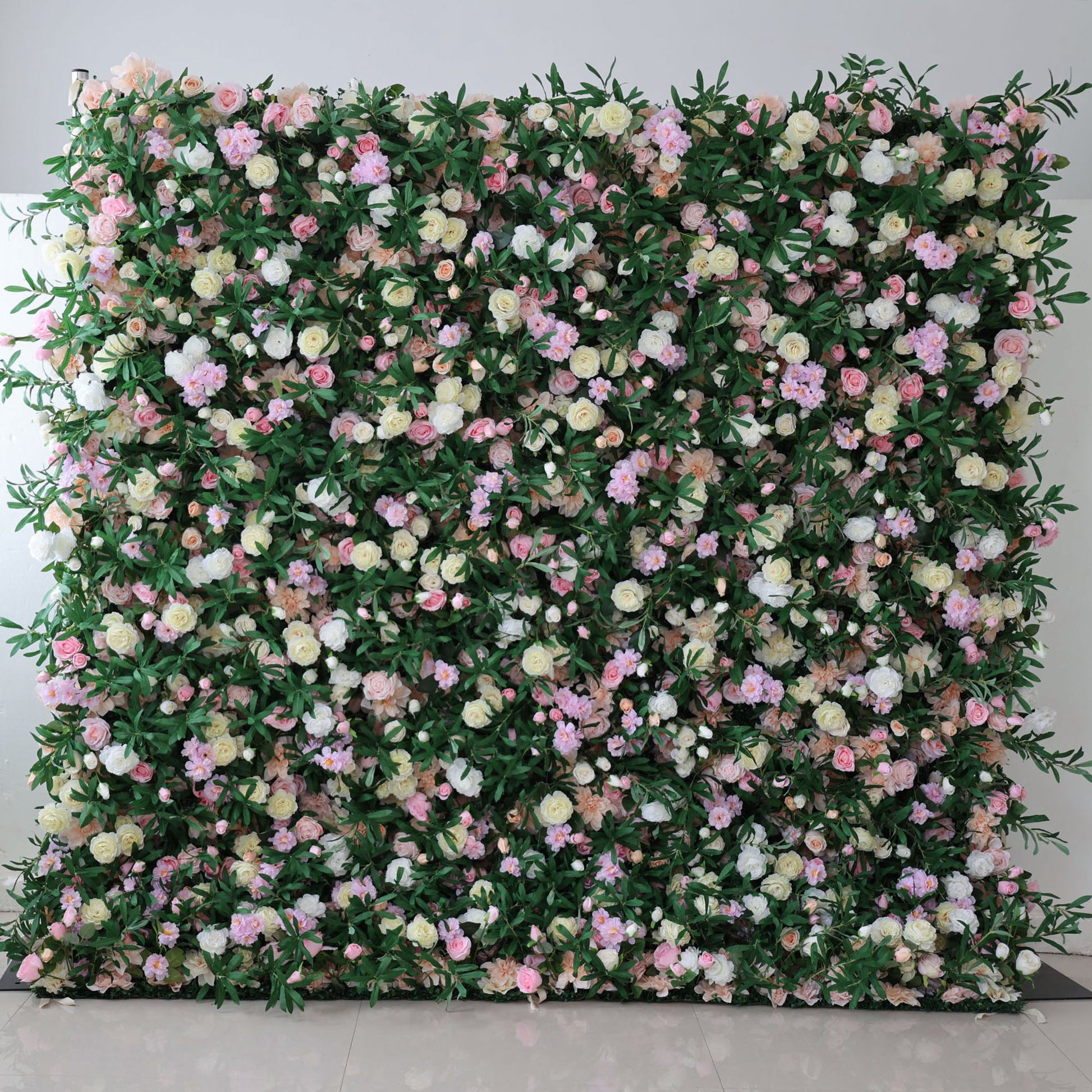 ValarFlowers luxury artificial flower wall backdrop with lush pink roses peonies hydrangeas and greenery, perfect wedding party photo booth decor