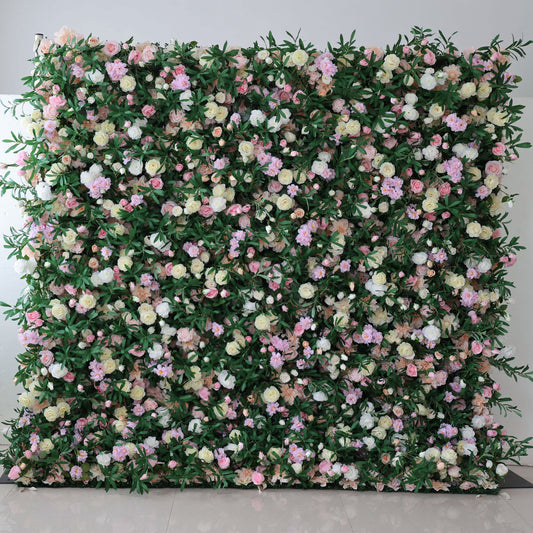 ValarFlowers luxury artificial flower wall backdrop with lush pink roses peonies hydrangeas and greenery, perfect wedding party photo booth decor