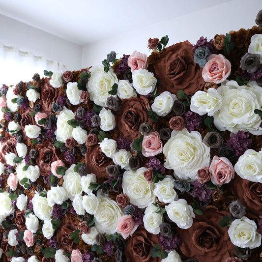 ValarFlowers artificial rose peony hydrangea flower wall backdrop for wedding ceremony and party photo booth, lush faux silk floral decor