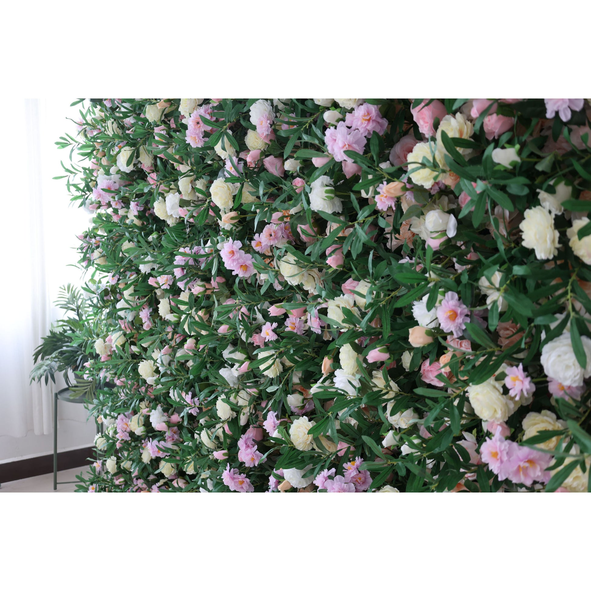 ValarFlowers luxury artificial flower wall backdrop with lush roses peonies hydrangeas and greenery for wedding party event decor