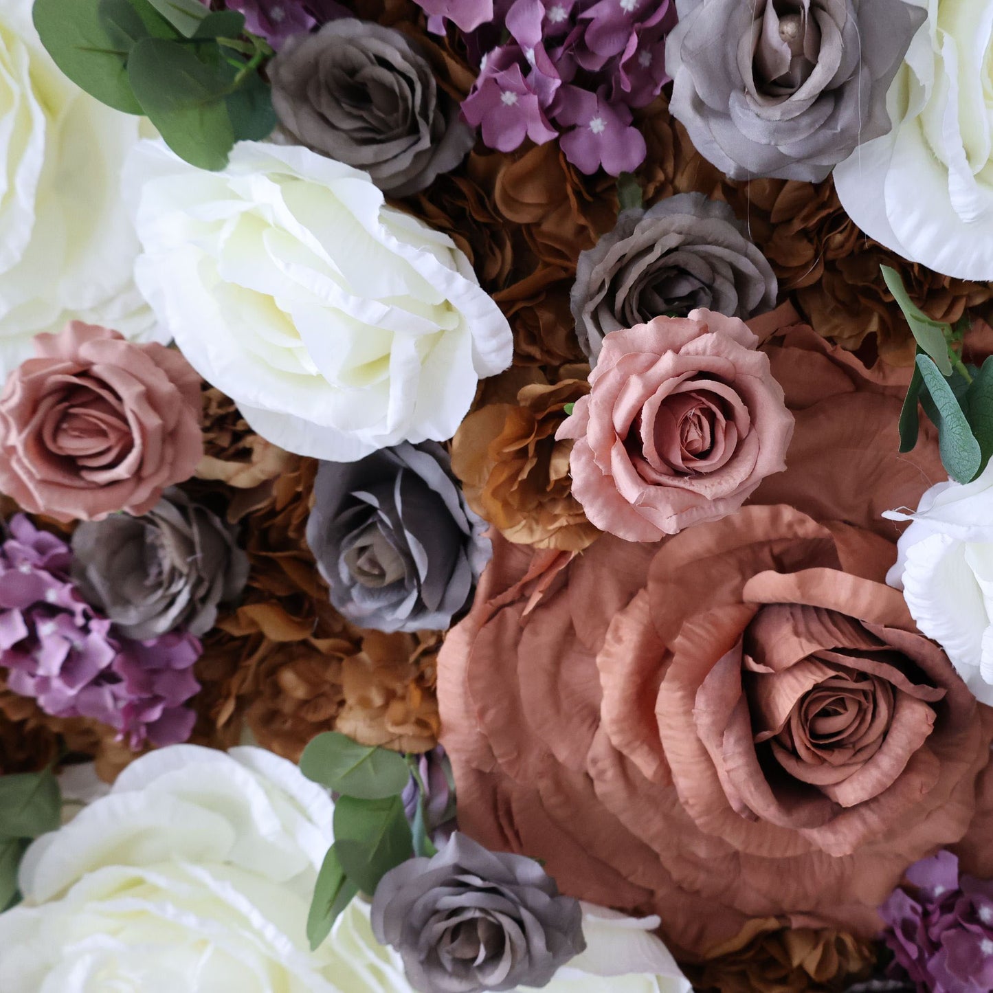 ValarFlowers lush artificial flower wall backdrop with soft pink white roses peonies hydrangeas for wedding party photo booth