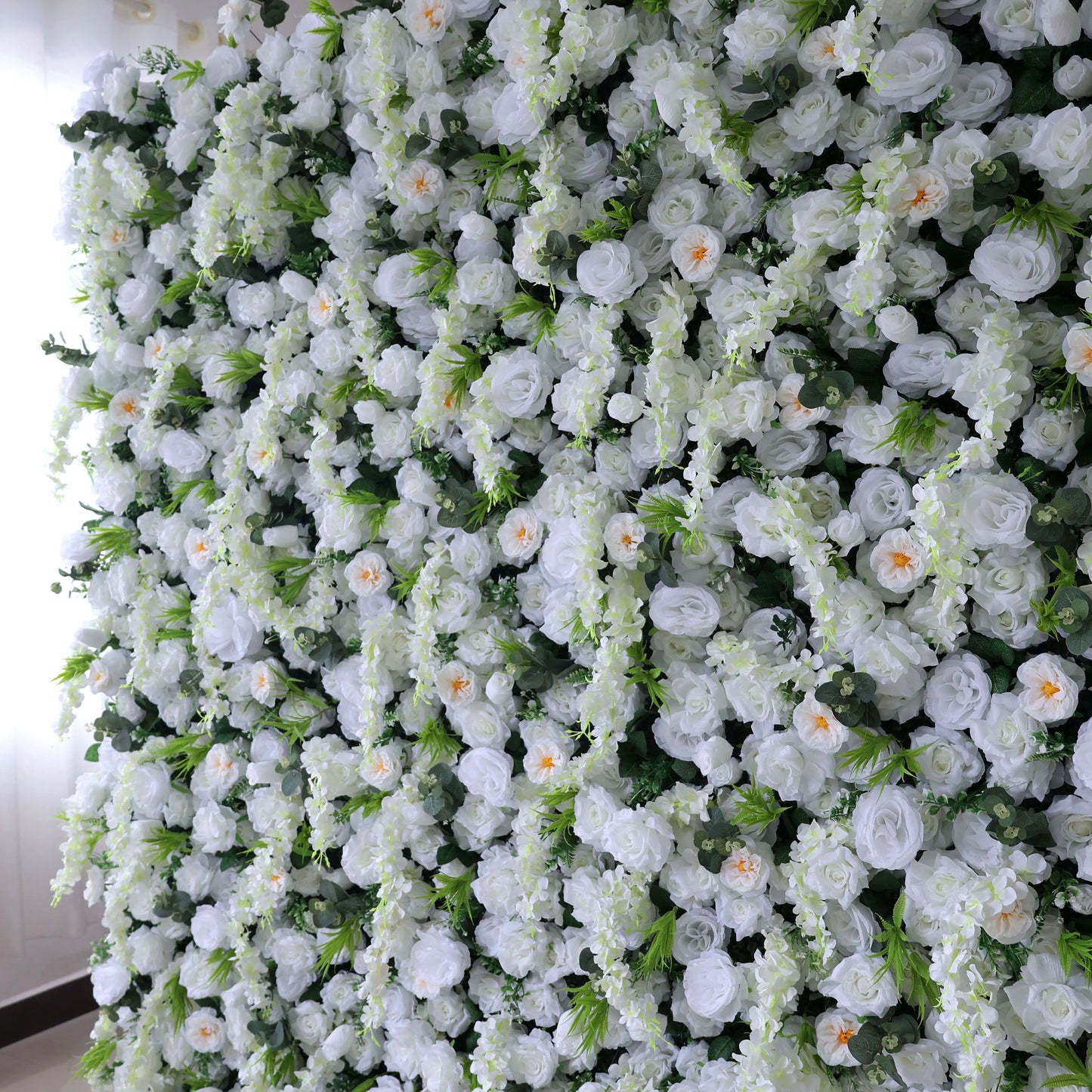 ValarFlowers luxury artificial flower wall backdrop with roses, peonies, hydrangeas and greenery for wedding party photo booth decor