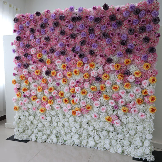ValarFlowers artificial flower wall backdrop with lush pink roses peonies hydrangeas for wedding photo booth party decor