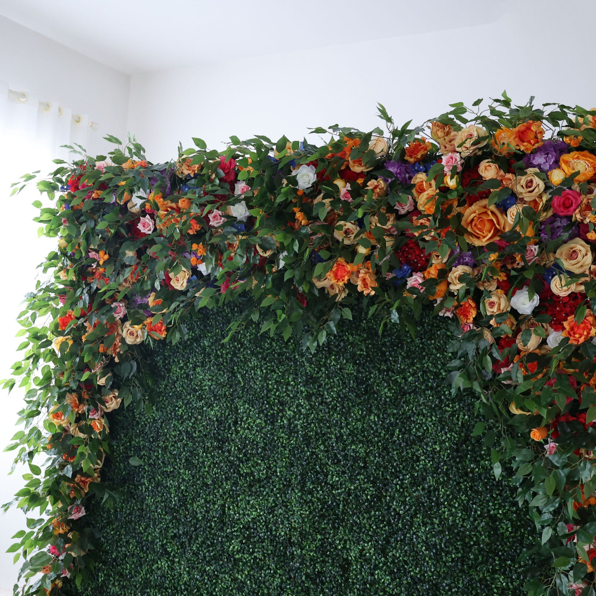ValarFlowers artificial flower wall backdrop with lush peonies, roses and hydrangeas in soft pink ivory - perfect wedding party photo booth decor