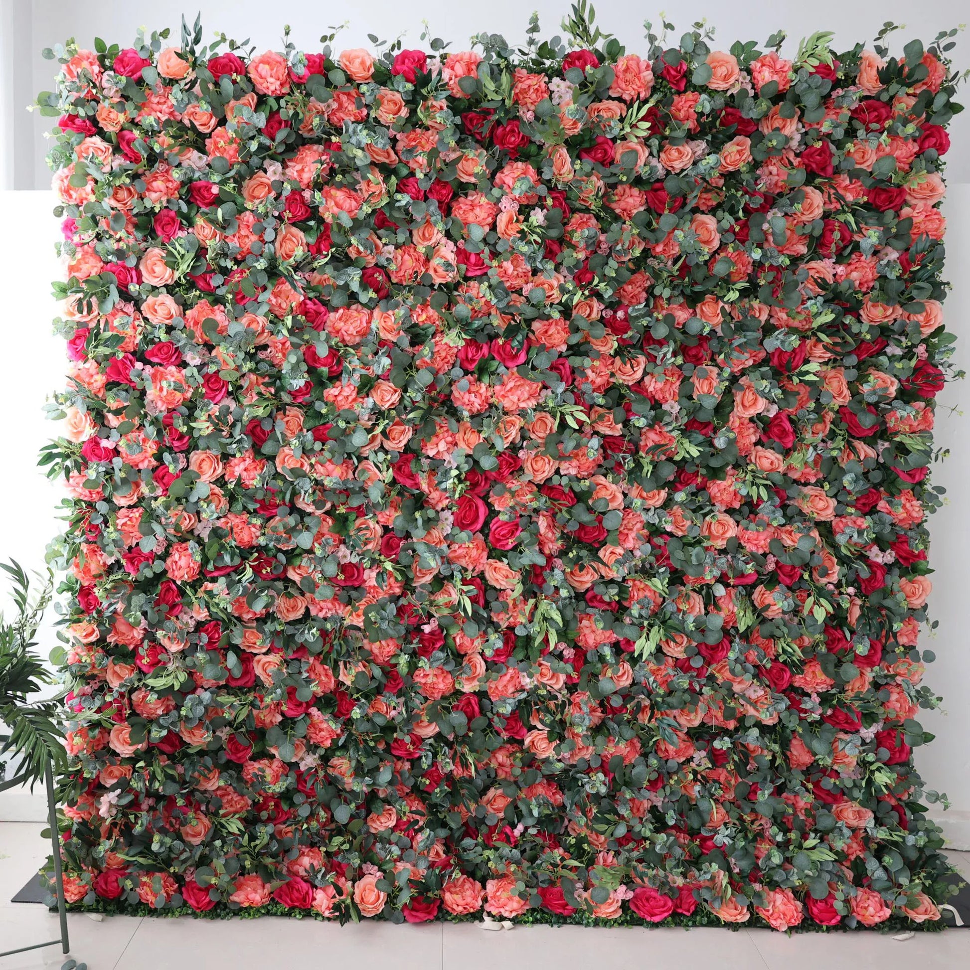 ValarFlowers pink and green and plum lush artificial floral flower wall backdrop for wedding ceremony, party event decorat...