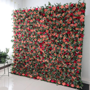 ValarFlowers Persian Plum and pink silk flower wall backdrop with greenery for wedding party photo booth event decor