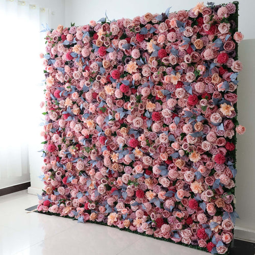 ValarFlowers artificial flower wall backdrop with lush roses peonies hydrangeas greenery for wedding party photo booth decor