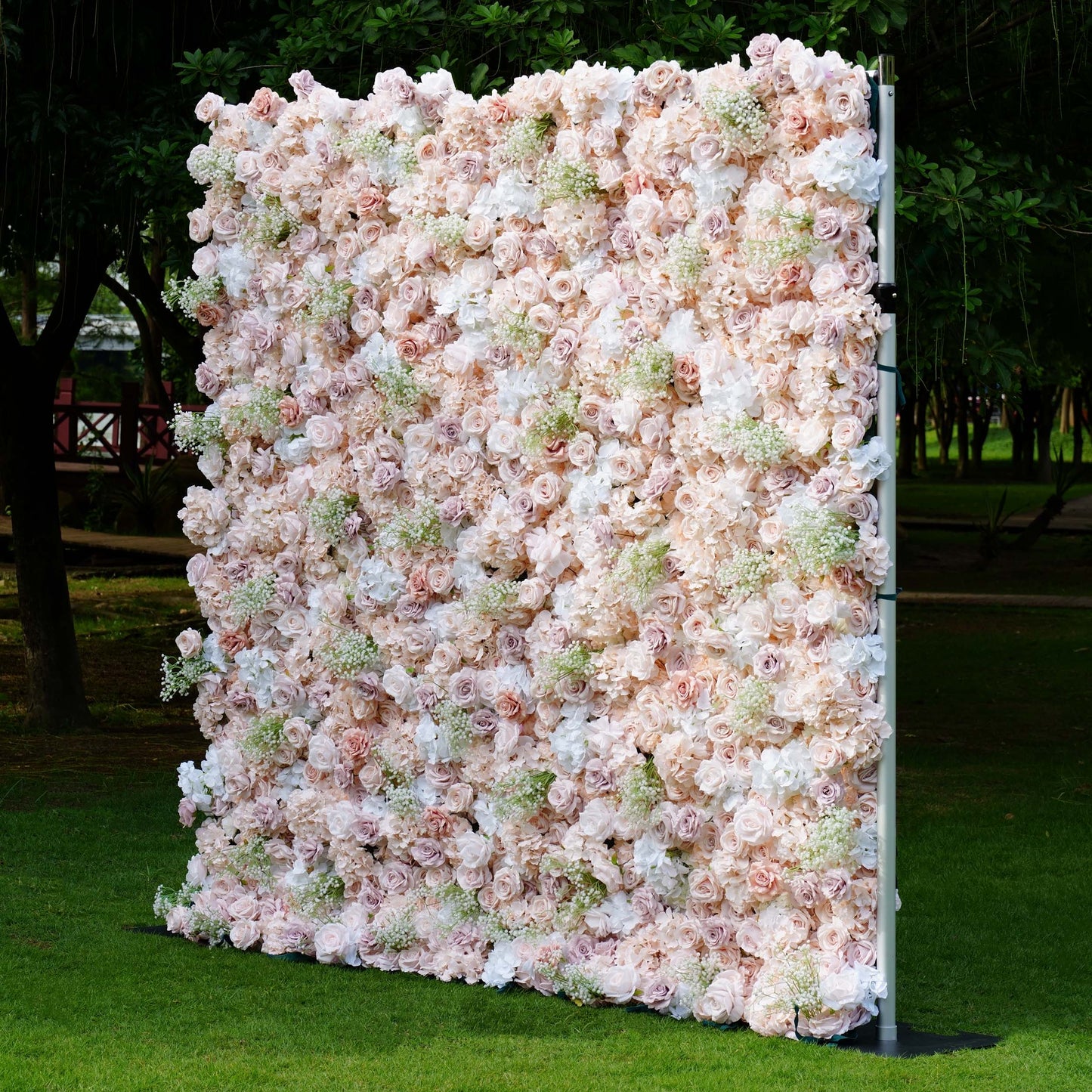 ValarFlowers luxury artificial flower wall with roses peonies hydrangeas and lush greenery - perfect wedding backdrop or event decor