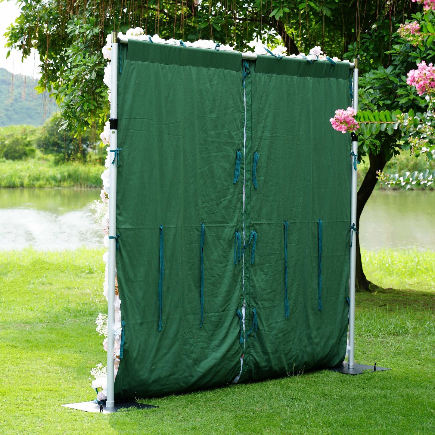 ValarFlowers luxury artificial flower wall backdrop with lush pink roses peonies hydrangeas greenery for wedding ceremony photo booth decor