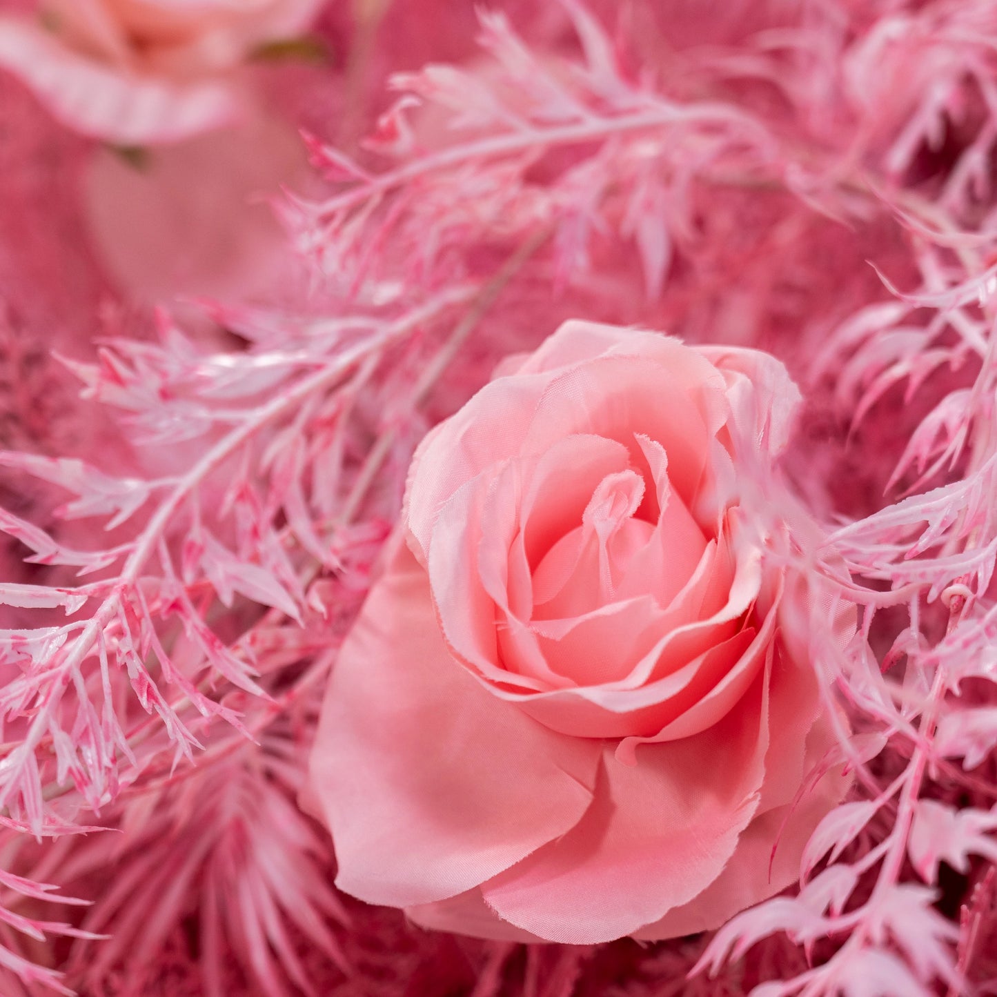 ValarFlowers Blushing Pink Rose Peony Hydrangea Artificial Flower Wall Panel with Frosted Ferns - Luxury Wedding & Bridal Shower Backdrop Decor