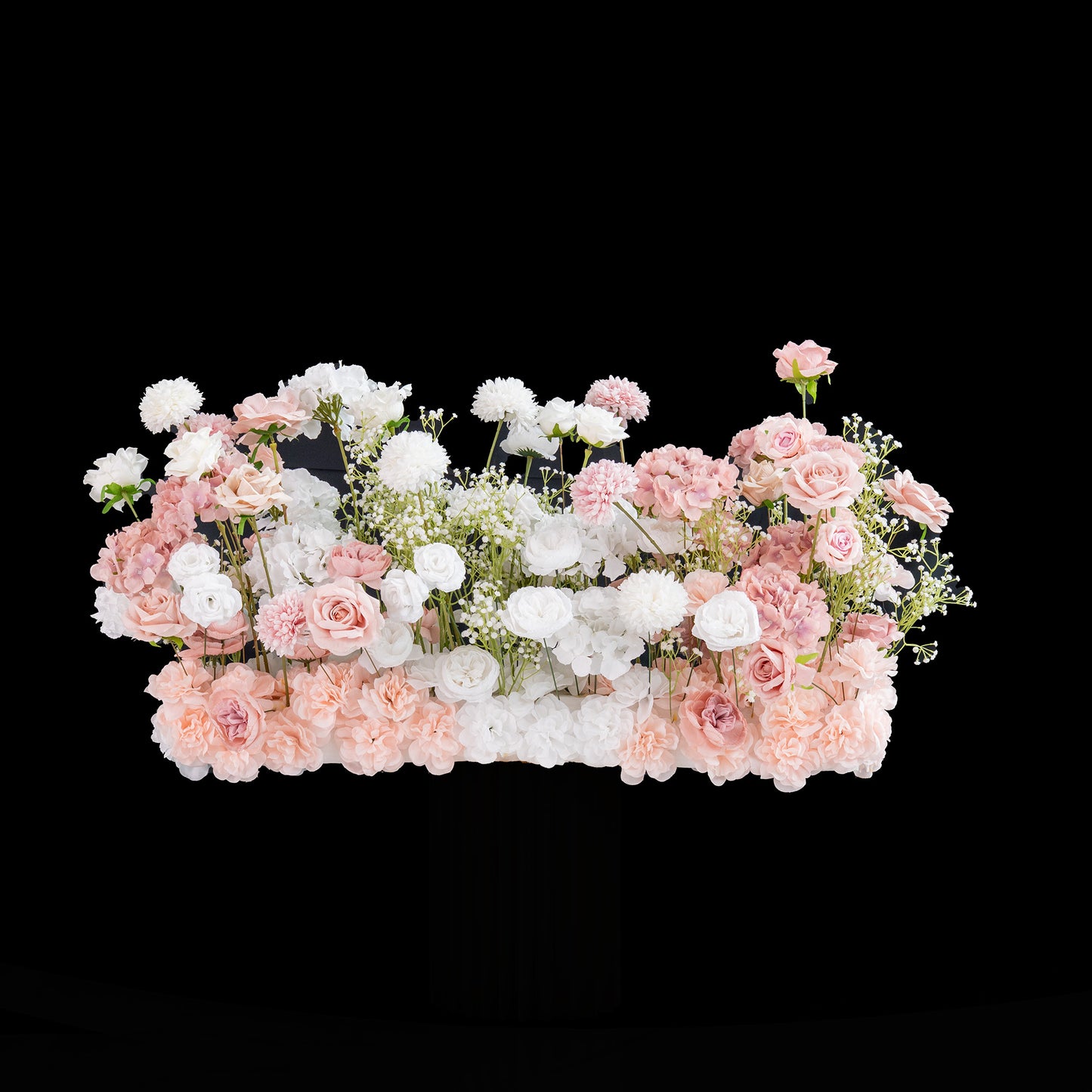 ValarFlowers のエレガントなピンクの造花背景: 結婚式やイベントに最適な金色のスタンド付きとなしのオプション - VF-418-3