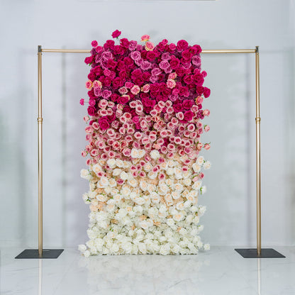Valar Blumen Roll-up-Stoff künstlich rot zu weiß Farbverlauf Blume Wand Hochzeit Hintergrund, Blumen Party Dekor, Event Fotografie-VF-372
