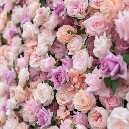 Valar Flowers wall close-up with laser-cut cursive ValerFlowers wooden sign on acrylic among blush pink dusty rose and ivory blooms with delicate texture rich layered depth and artisanal charm for rustic-chic weddings and bridal shower displays