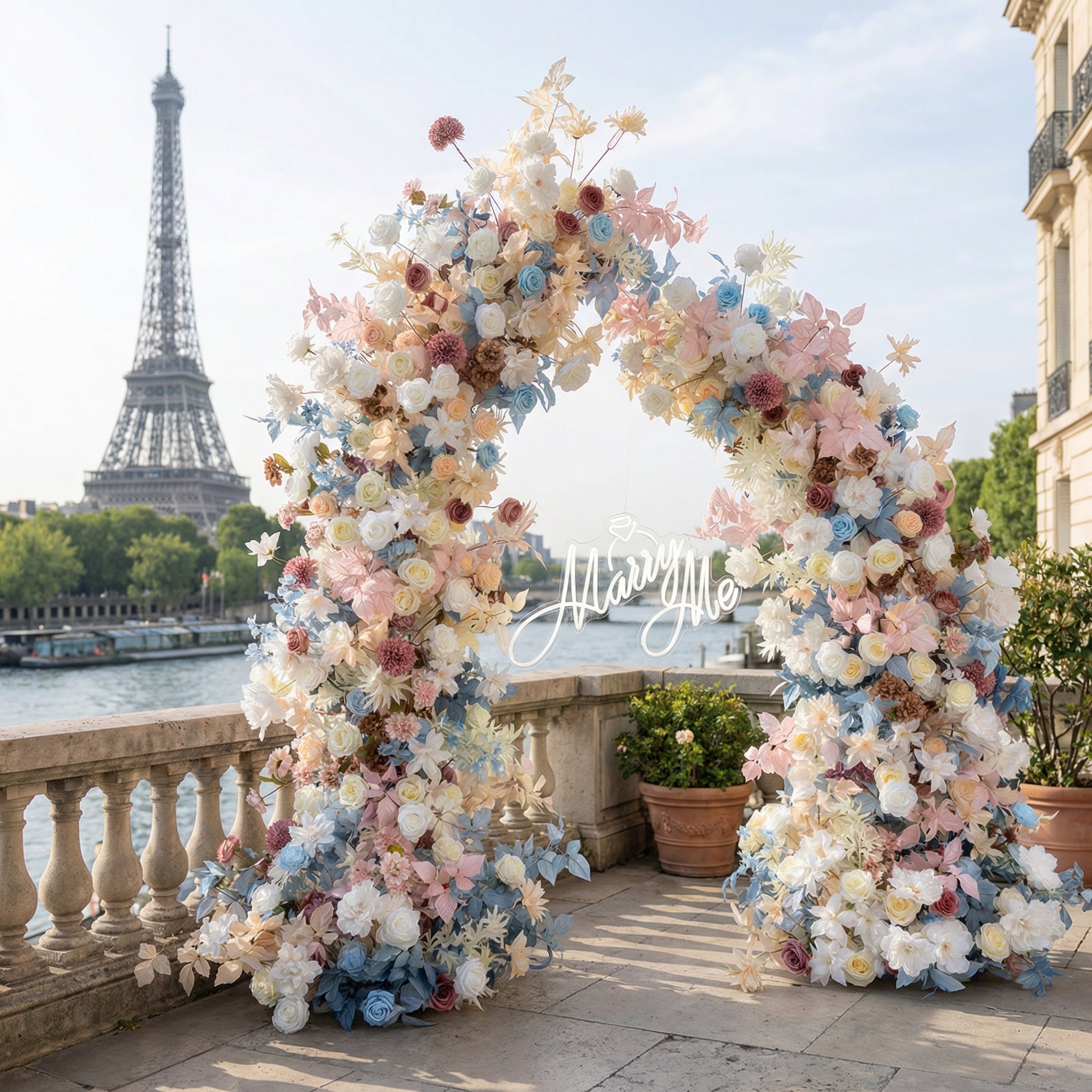 ゴージャスなマルチカラーの造花アーチ - バラ、アジサイなど! 結婚式