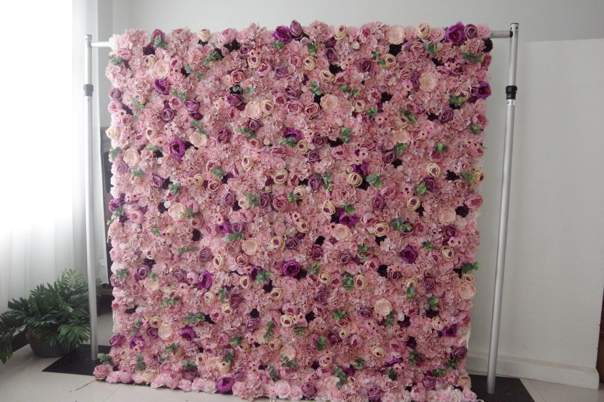 ValarFlowers artificial red and pink rose flower wall backdrop for wedding, party, event photography, photo booth decor