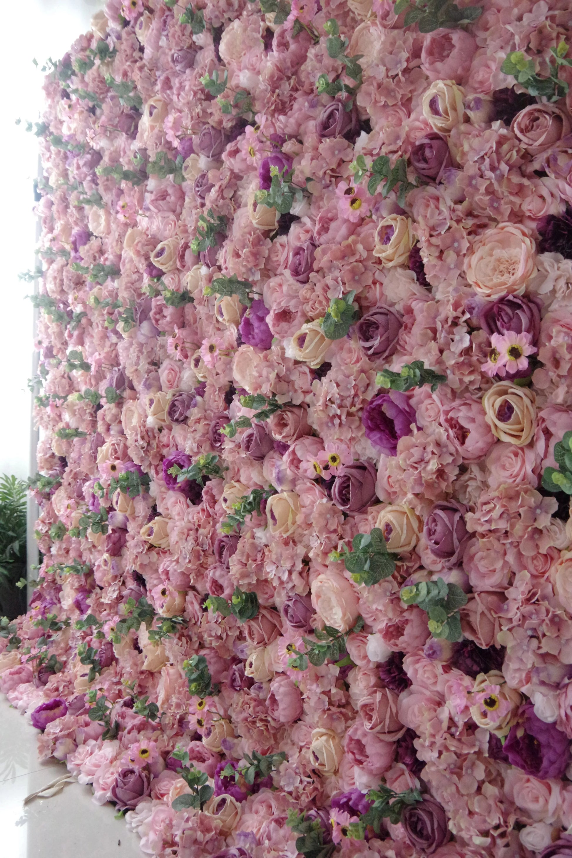 ValarFlowers artificial rose wall backdrop with pink peonies, hydrangeas - luxury wedding decor, photo booth backdrop, party venue decoration