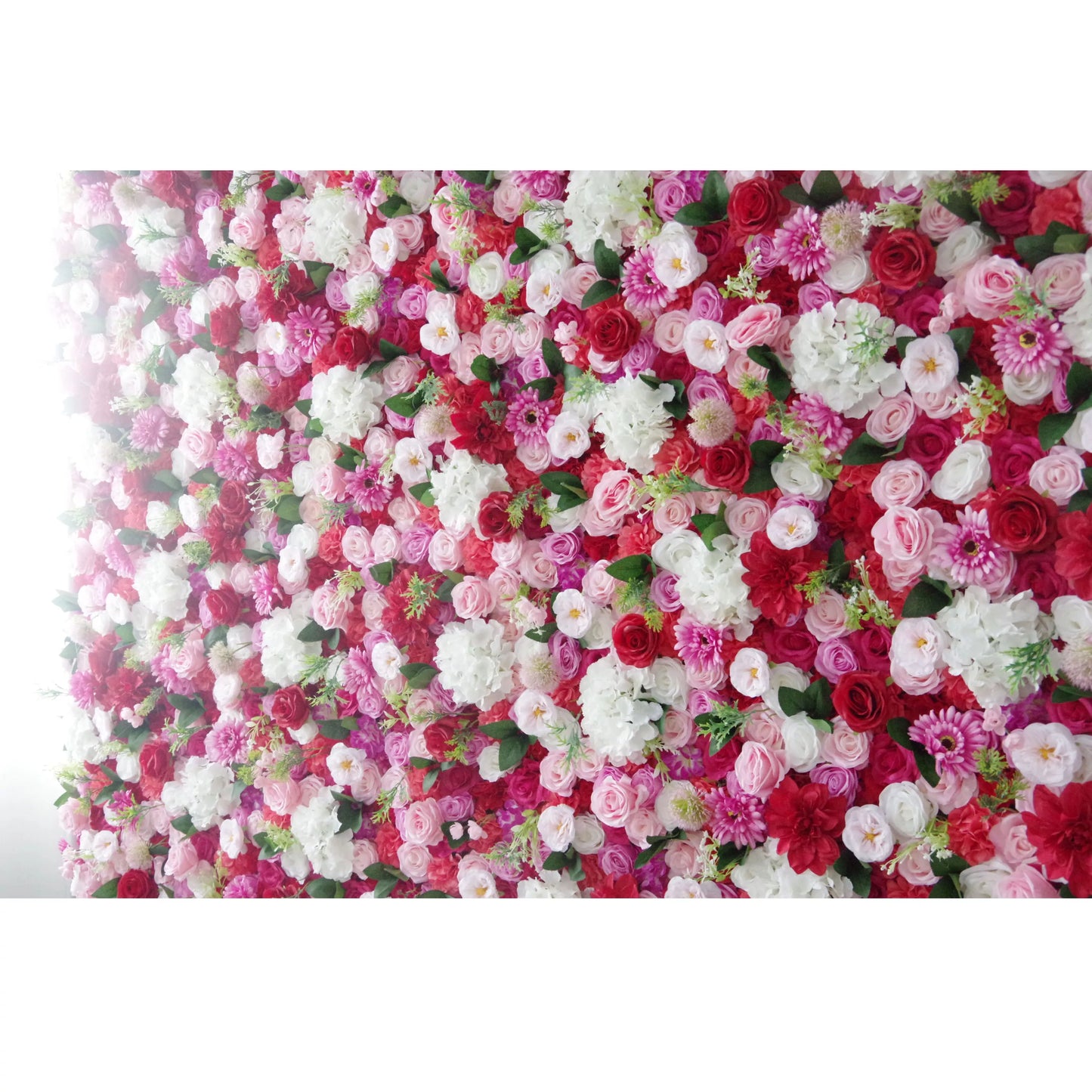 ValarFlowers artificial rose wall backdrop with red white pink mix, lush silk floral panel for wedding ceremony party photo booth decor
