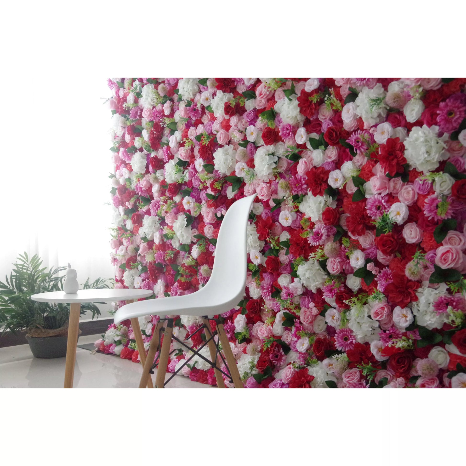 ValarFlowers artificial rose flower wall backdrop in red white pink for wedding party photo booth, luxury faux silk floral panel event decor