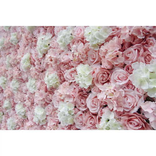 ValarFlowers pink white rose artificial flower wall backdrop for wedding ceremony, party, photo booth - luxury faux silk floral decor