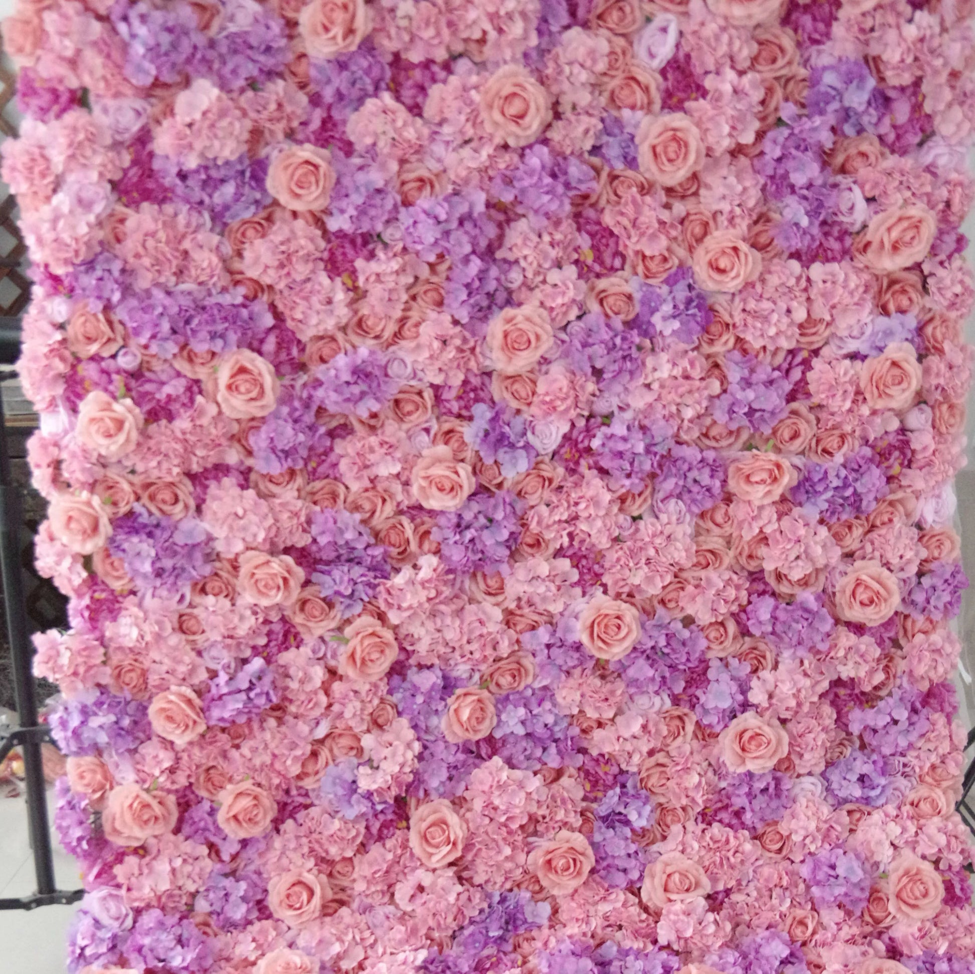 ValarFlowers artificial rose and purple flower wall backdrop for wedding, party, photo booth decor - luxury faux floral panel