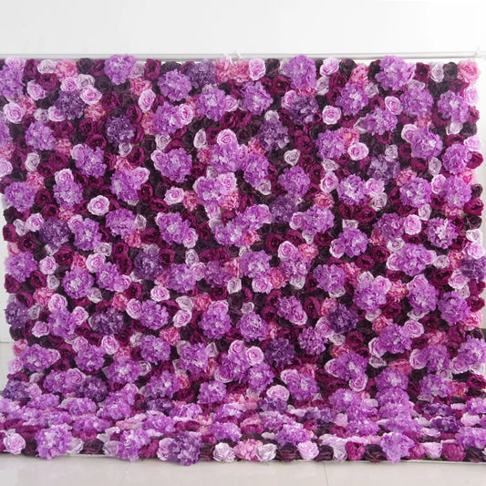 ValarFlowers dusty lavender and soft purple artificial flower wall with roses peonies hydrangeas for wedding backdrop party decor