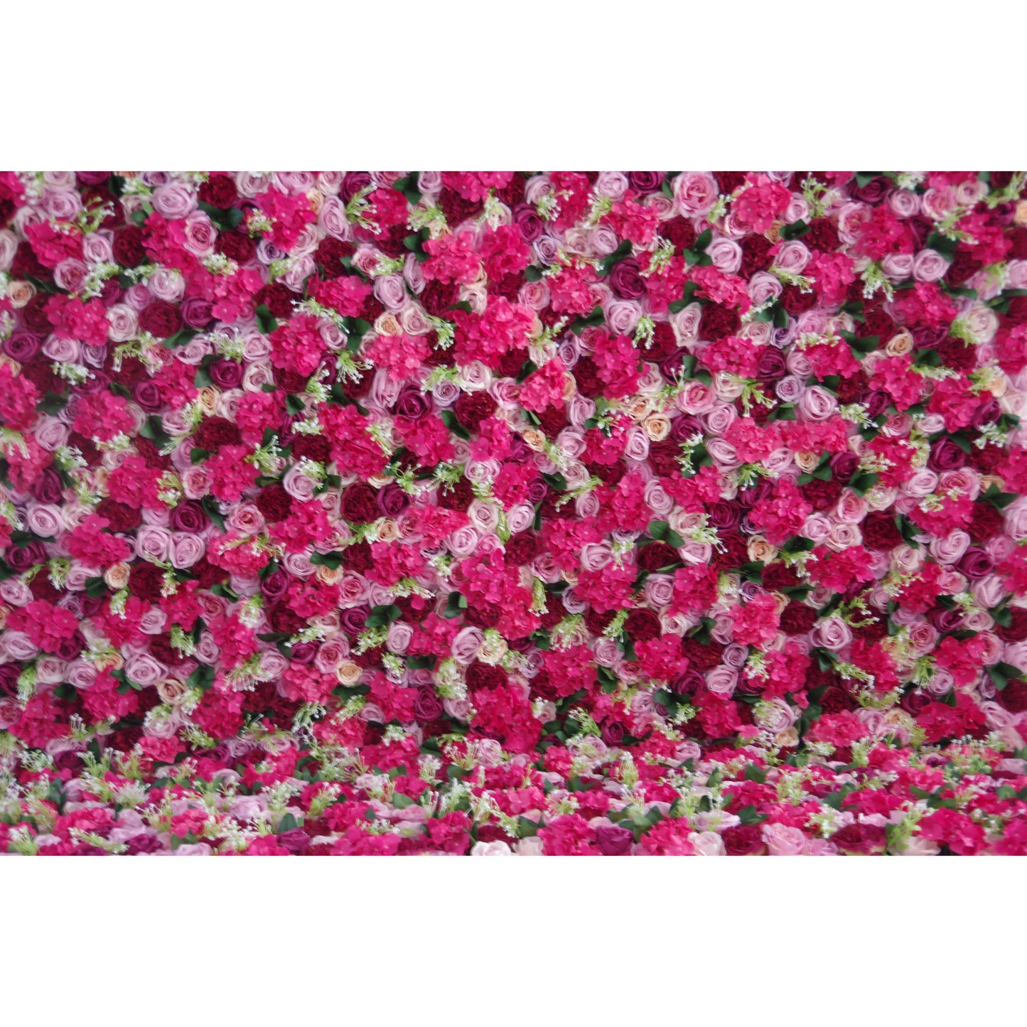 ValarFlowers luxury artificial flower wall backdrop with mixed cerise and dull pink roses peonies hydrangeas for wedding ceremony party photo booth decor