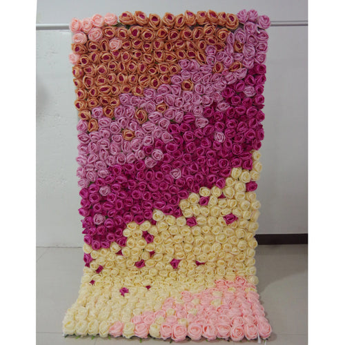 ValarFlowers purple to pink gradient floral wall backdrop with roses peonies hydrangeas for wedding ceremony photo booth decor