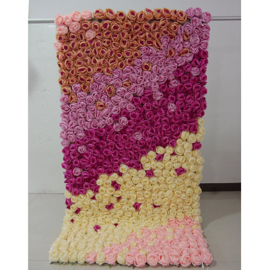ValarFlowers purple to pink gradient floral wall backdrop with roses peonies hydrangeas for wedding ceremony photo booth decor